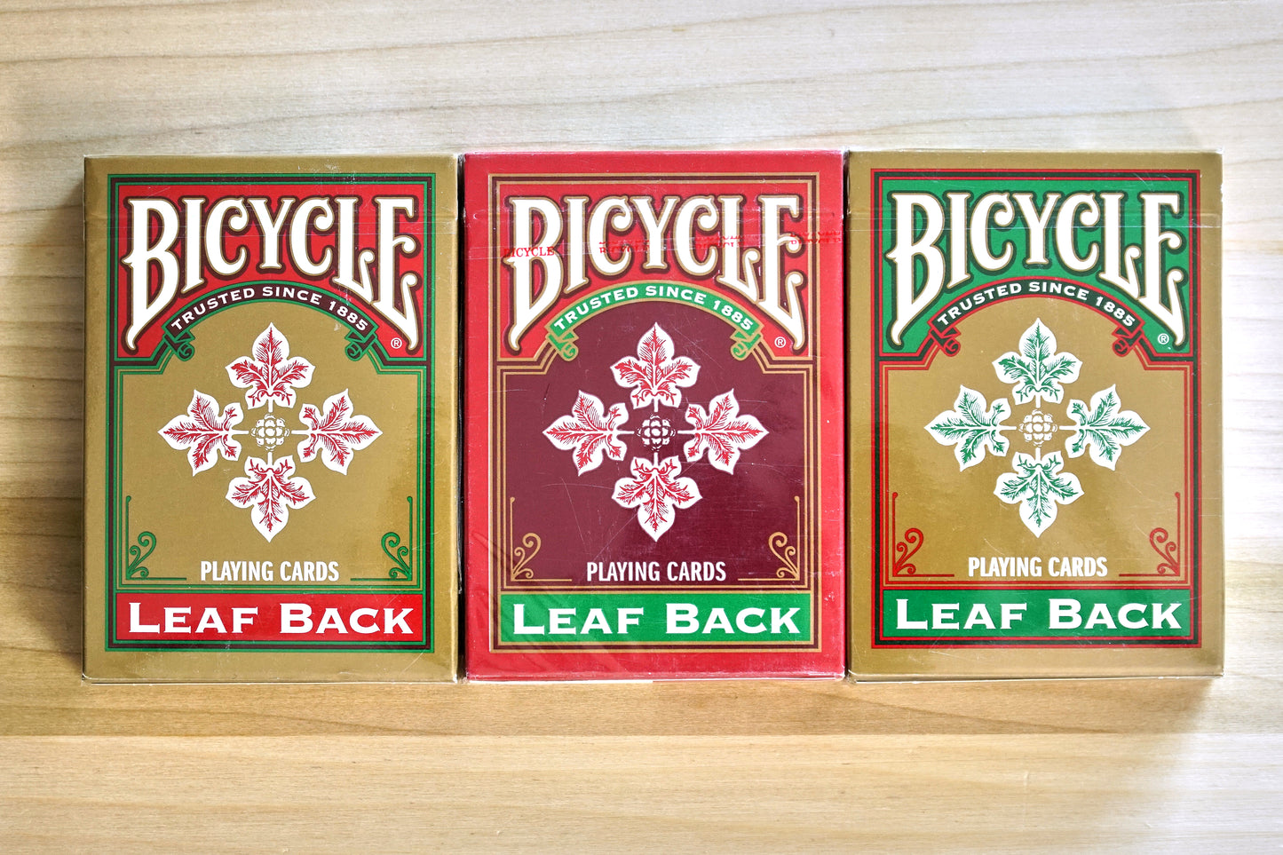 Bicycle Leaf Back Playing Cards - 3 Deck Set
